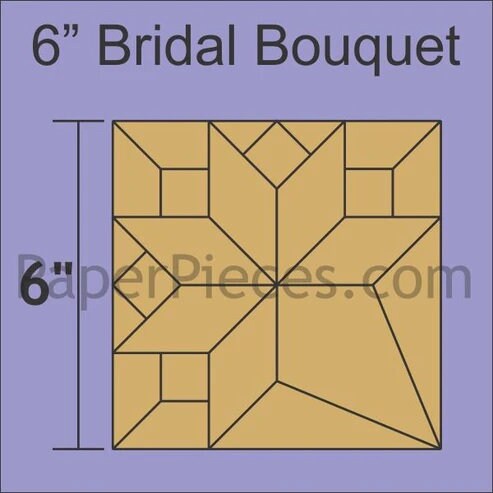 English Paper Piecing Bridal Bouquet Papers in pack from Paper Pieces to make two 6 inch blocks or one 12 inch block