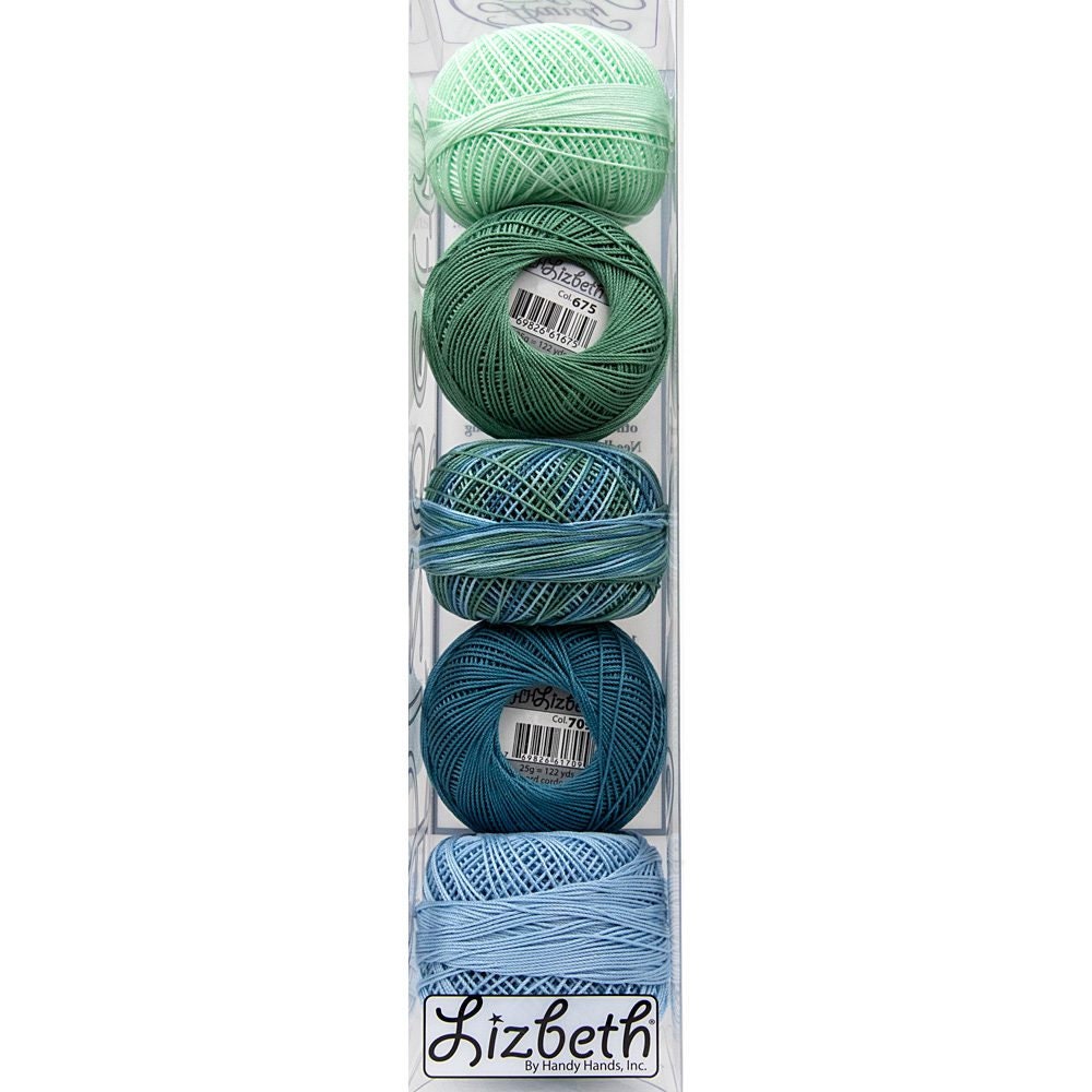 Frosted Forest Specialty Pack of Lizbeth size 20. 5 balls 100% Egyptian Cotton Tatting Thread
