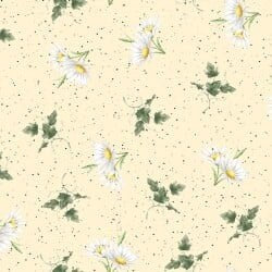 Bramble Patch Daisy Toss in Yellow by Maywood Studio designed by Hannah Dale, continuous cuts of Quilter's Cotton Fabric