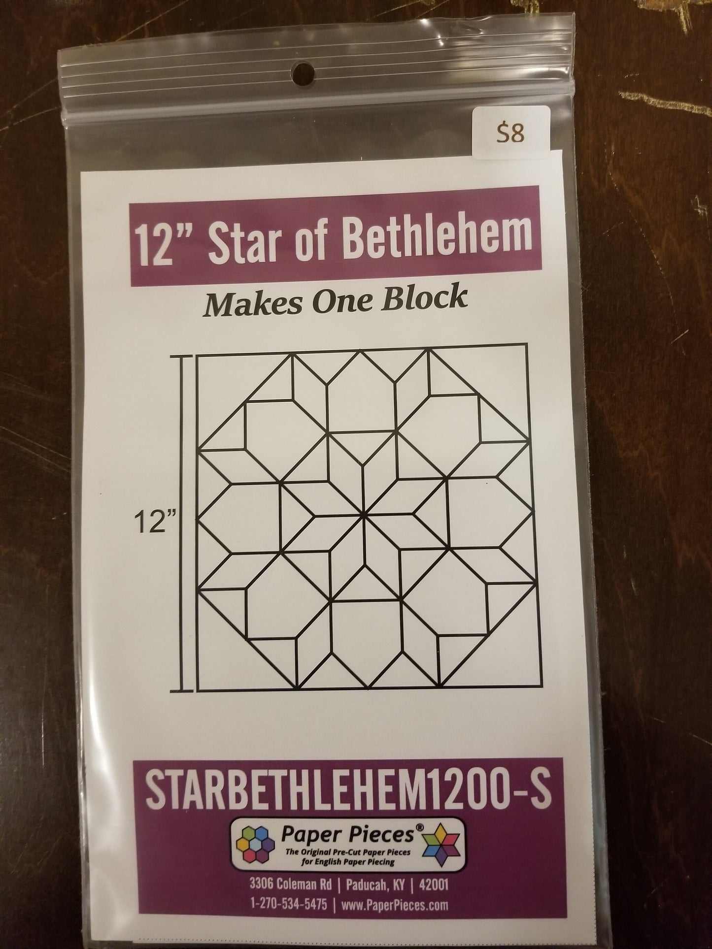English Paper Piecing Star of Bethlehem Papers in pack from Paper Pieces to make a 12 inch block