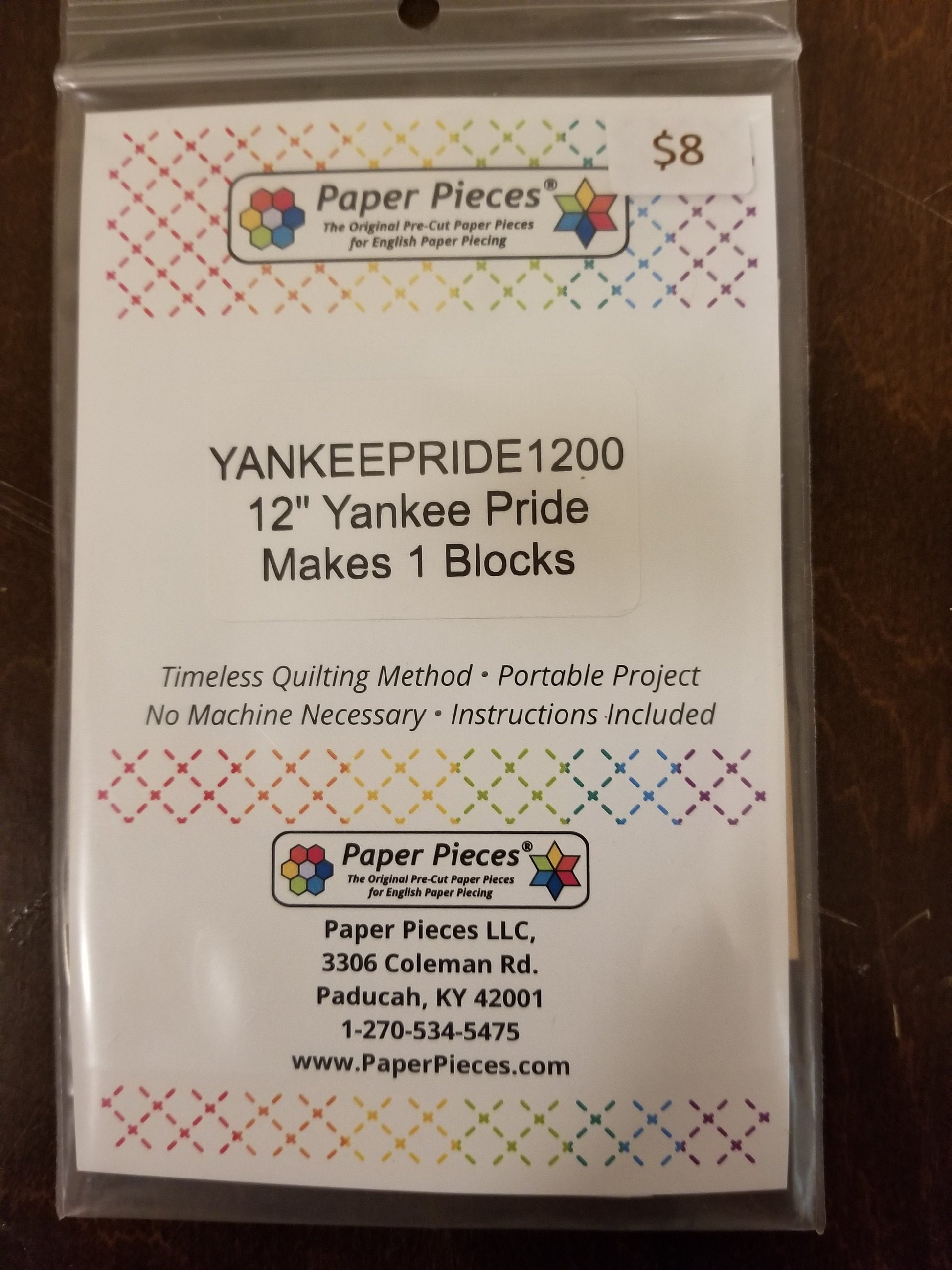 English Paper Piecing Yankie Pride Papers in pack from Paper Pieces to make a 12 inch block
