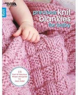 Precious Knit Blankies for Baby 80 page soft cover book by Leisure Arts with 16 different baby blanket patterns and instructions