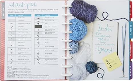 Boye 12 month undated Knitting Planner with reference guide, project pages, inventory, 2 day per month & 1 day per week with monthly tabs