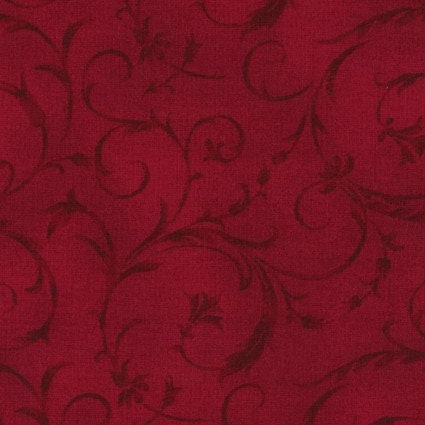 Quilter's Cotton 108 inch Beautiful Backing "Elegant Scroll in Crimson Red". Fabric for sewing and quilting, continuous cuts.