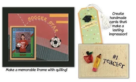 School Spirit Paper Quilling Kit includes apple, scroll and cap, music –  the Enchanted Rose Emporium