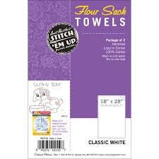 Flour Sack Tea Towels 18 x 28 inches set of 2 Aunt Martha&#39;s 100% Cotton 130 thread count