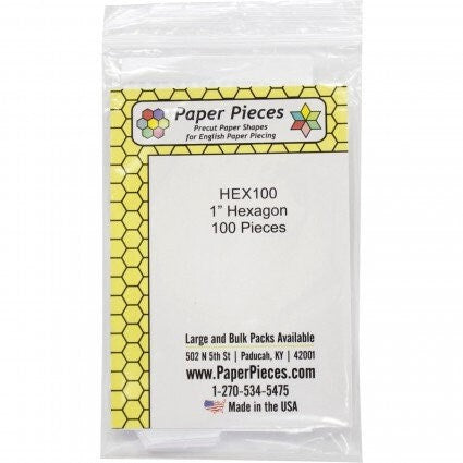 English Paper Piecing 1 inch Hexagon Papers in pack of 100 from Paper Pieces