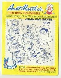 Jolly Ole Santa Aunt Martha&#39;s #3859 Vintage Embroidery Hot Iron Transfer Pattern