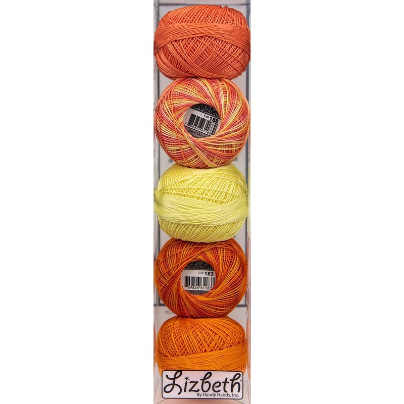 Orange Zest Specialty Pack of Lizbeth Size 20. 5 balls of 100% Egyptian Cotton Tatting Thread