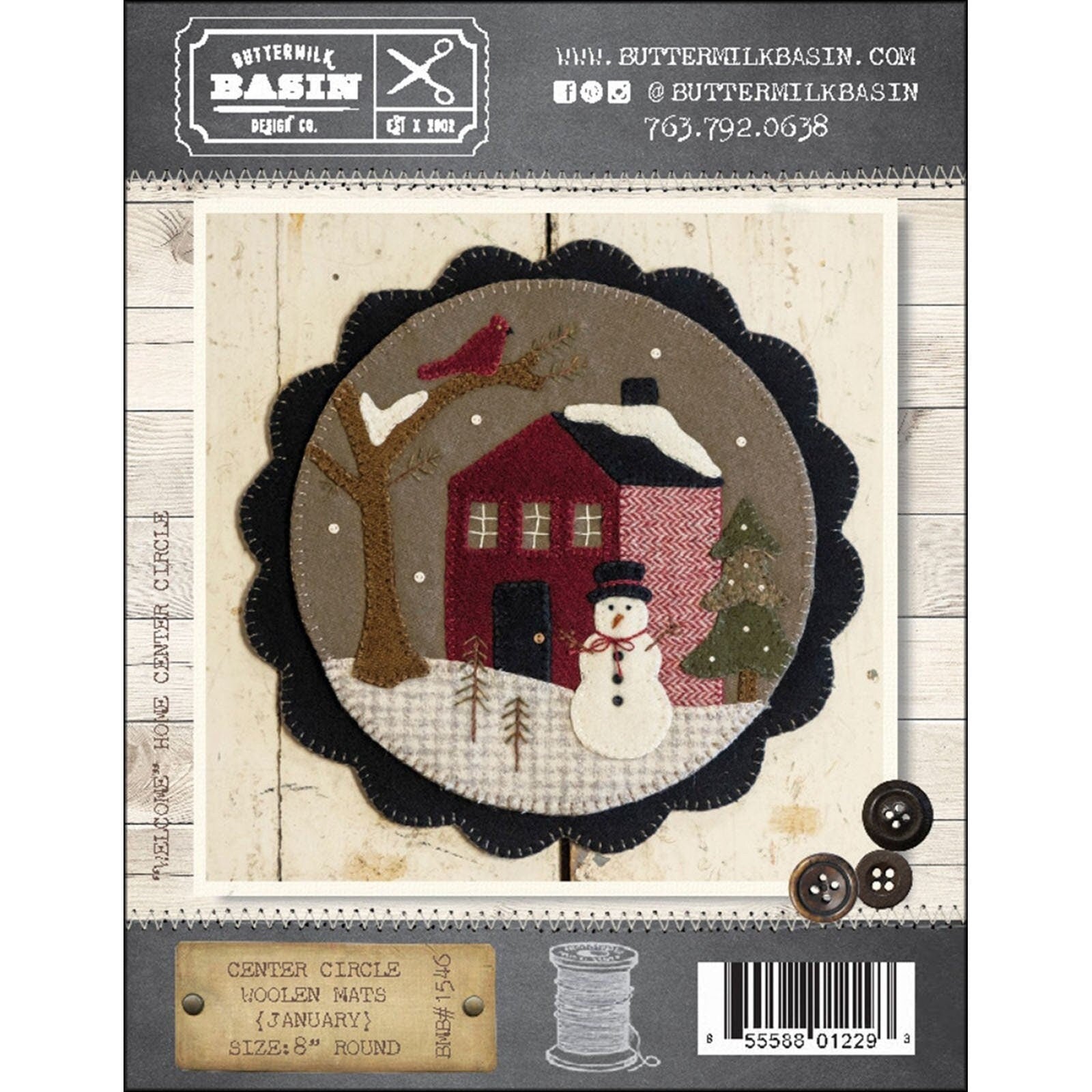 Welcome Home Banner with Center Circle Woolen Mats Block of the Month Quilt Patterns