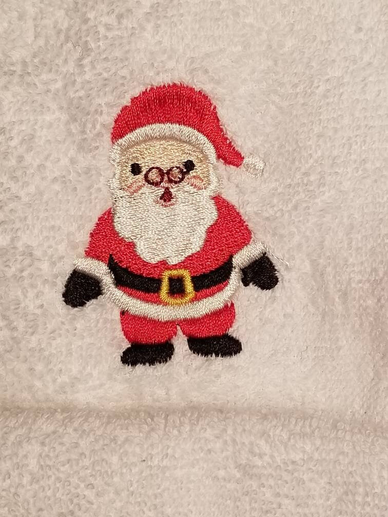 Santa and Mrs Claus Fingertip Towels with tatted lace edging