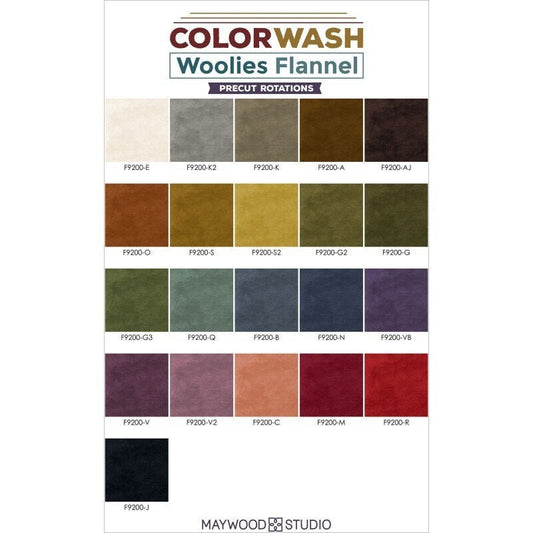 Color Wash Woolies Flannel Charm Pack by Maywood Studios 100% Cotton Flannel