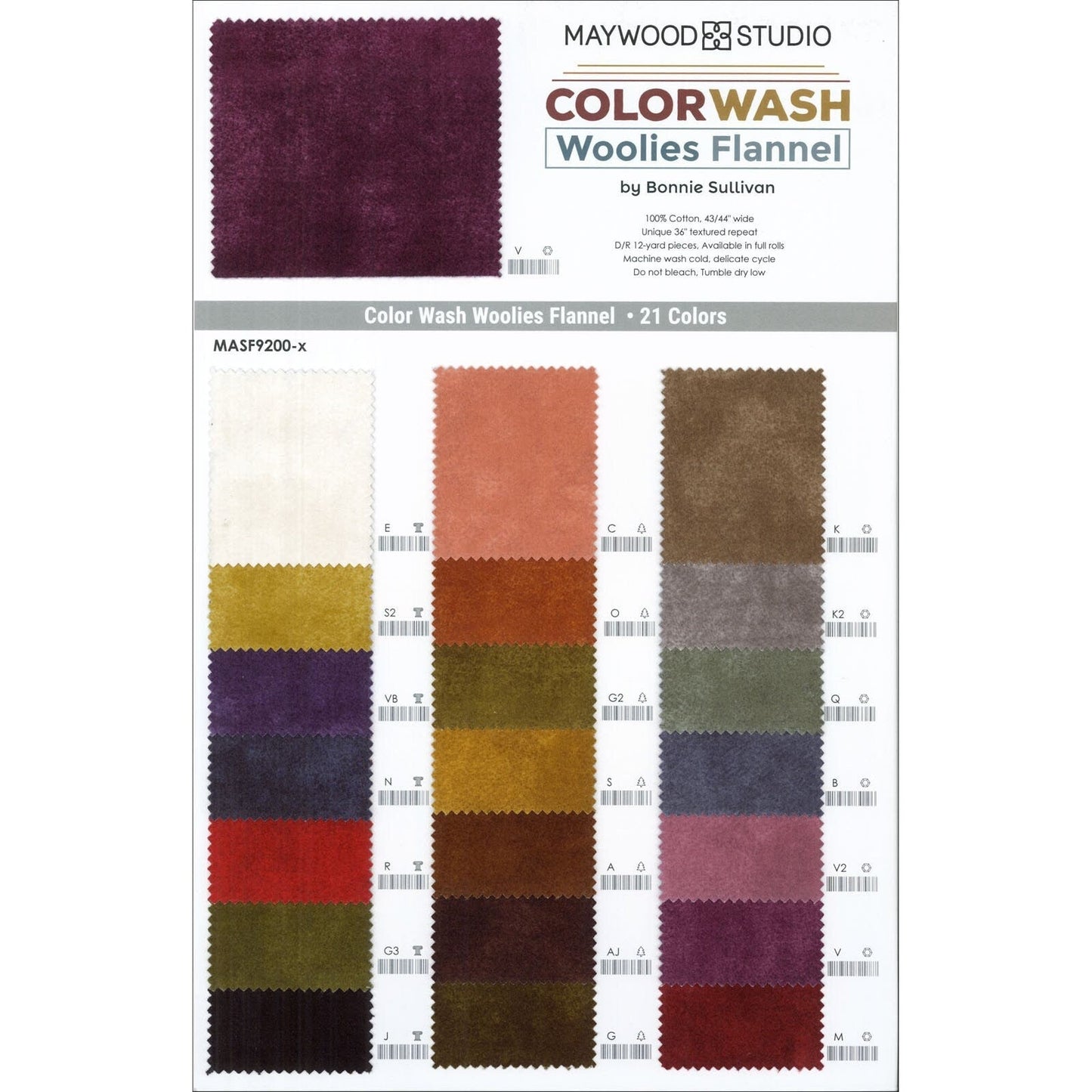 Color Wash Woolies Flannel Charm Pack by Maywood Studios 100% Cotton Flannel