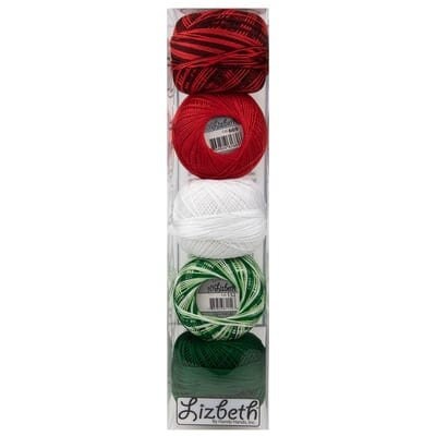 Christmas Specialty Pack Lizbeth Size 20 set of 5 Balls of Tatting Thread
