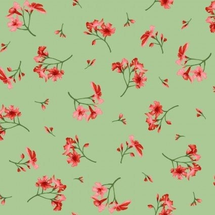 Prose Little Flowers in Green by Maywood Studio continuous cuts of Quilter&#39;s Cotton Fabric