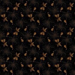 Right As Rain Pear Orchard in Black by Henry Glass continuous cuts of Quilter&#39;s Cotton Fabric