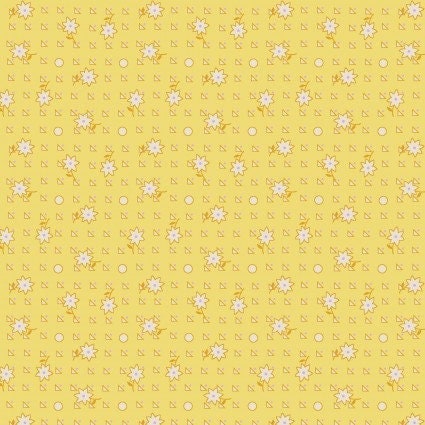 Nana Mae VI Yellow geometric print 44 by Henry Glass continuous cuts of Quilter&#39;s Cotton 30&#39;s print Fabric