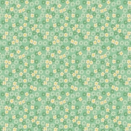 Nana Mae VI Tiny Daisies in Green by Henry Glass continuous cuts of Quilter&#39;s Cotton 30&#39;s print Fabric