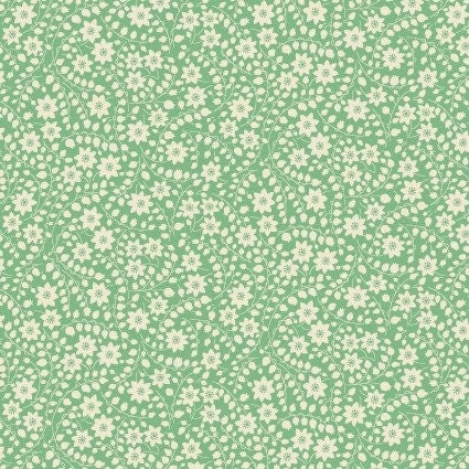 Nana Mae VI Monotone Floral in Green by Henry Glass continuous cuts of Quilter&#39;s Cotton 30&#39;s print Fabric
