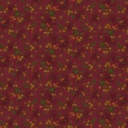 Right As Rain Harvest Floral in Cranberry by Henry Glass continuous cuts of Quilter&#39;s Cotton Fabric