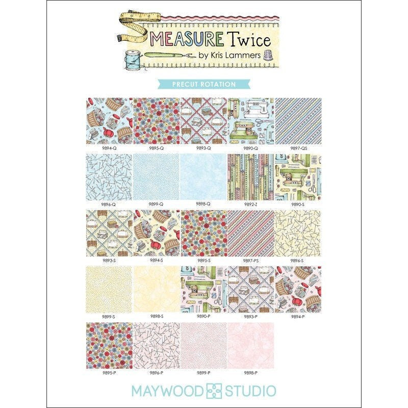 Sew Fun Quilt Kit by Maywood Studio. Measure Twice Quilter&#39;s Cotton Fabric Collection & Pattern to make this darling quilt.