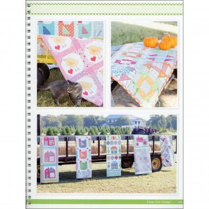 Farm Girl Vintage 144 page soft cover spiral bound book with 45 sampler blocks in 2 sizes & 14 projects by Lori Holt