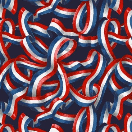 Liberty for All Patriotic Ribbon designed by Jessica Mundo for Henry Glass continuous cuts of Quilter's Cotton Fabric