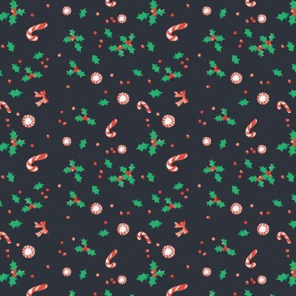 Oh So Jolly Winter Treats in Navy by Jean Choe for Paintbrush Studio continuous cuts of Quilter's Cotton Fabric