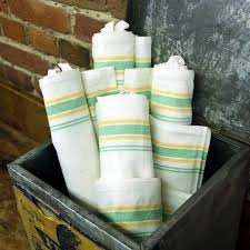 Retro Striped Dish Towels 18 x 28 inches set of 3 Aunt Martha&#39;s 100% Cotton 130 thread count