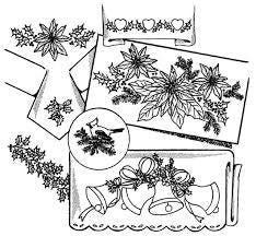 Poinsetias, Bells & Holly Aunt Martha&#39;s #3858 Vintage Embroidery Hot Iron Transfer Pattern