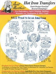 Proud to Be an American Aunt Martha&#39;s #4022 Vintage Embroidery Hot Iron Transfer Pattern