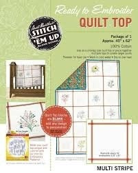Quilt Top Fabric with Vintage Multi Stripe squares from Aunt Martha&#39;s