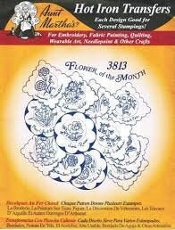 Flowers of the Month Aunt Martha&#39;s #3813 Vintage Embroidery Hot Iron Transfer Pattern