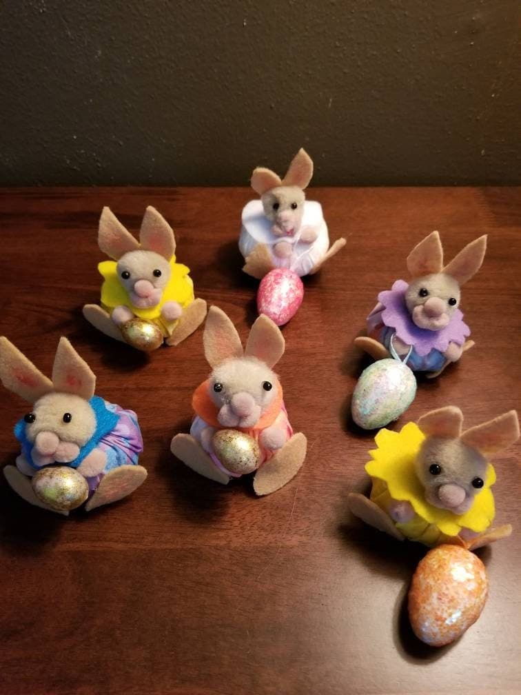 Butterball Bunny Easter Decor, Darling Chubby Little Bunnies with Easter Eggs