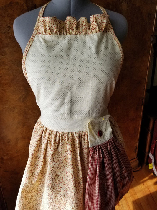 Vintage Style Full Apron with Coordinating Hanging Towel