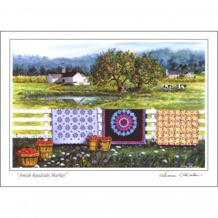 Quilt Themed 8 Note Card Set of Countryside Quilts.  4 different prints by Diane Phalen Watercolors