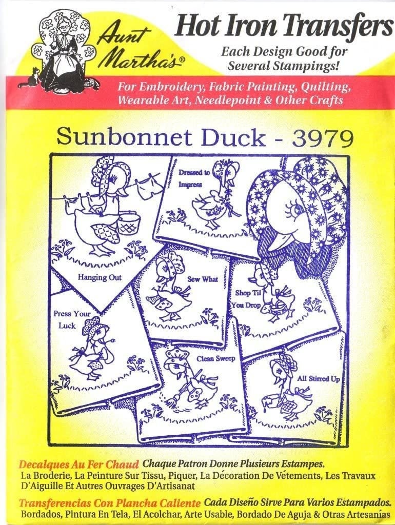 Sunbonnet Duck Aunt Martha&#39;s #3979 Vintage Embroidery Hot Iron Transfer Pattern