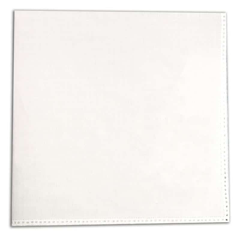 White Cotton Straight Edge Hanky hemstitched with holes for attaching Tatted or crocheted edging