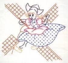 Dutch Girl Tea Towels Aunt Martha&#39;s #3597 Vintage Embroidery Hot Iron Transfer Pattern