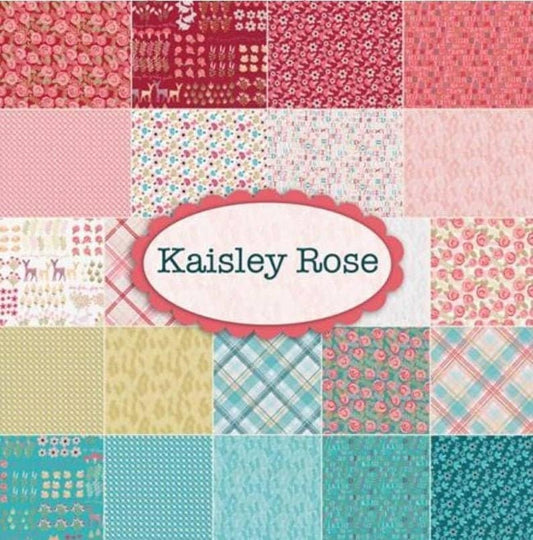 Kaisley Rose Charm Pack of Quilter&#39;s Cotton by Poppie Cotton 42 piece collection of 5 inch squares