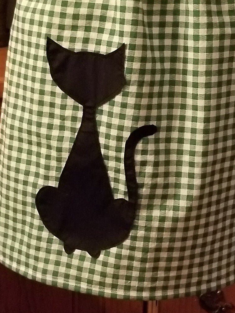 Vintage Style Half Apron with Siamese Cat Silhouette perfect for Mid Century Enthusiasts