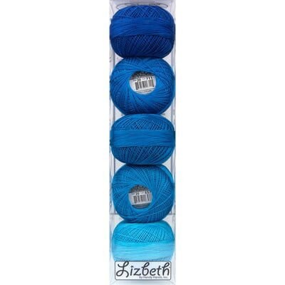Blue Ombre Specialty Pack of Lizbeth size 20. 5 balls 100% Egyptian Cotton Tatting Thread