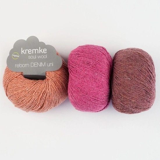 Reborn Denim Salmon Yarn by Kremke Soul Wool 85% recycled denim