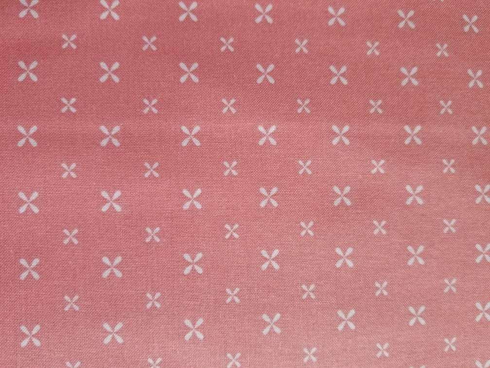 Dusty Rose Cross Dot print by David Textiles continuous cuts of Quilter&#39;s Cotton Fabric peachy pink