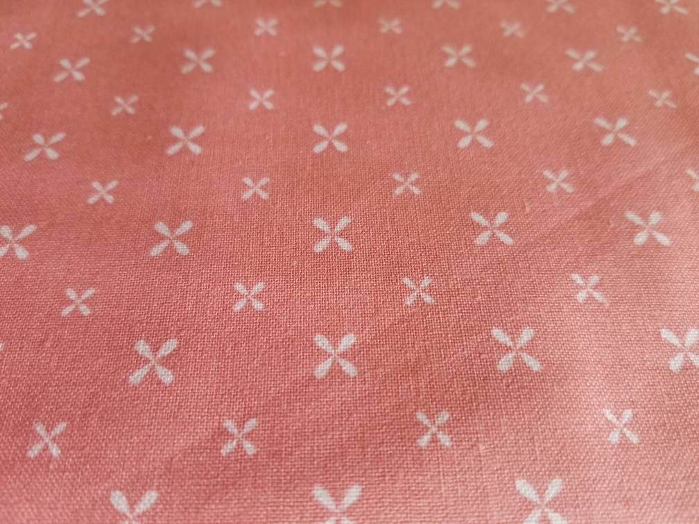 Dusty Rose Cross Dot print by David Textiles continuous cuts of Quilter&#39;s Cotton Fabric peachy pink