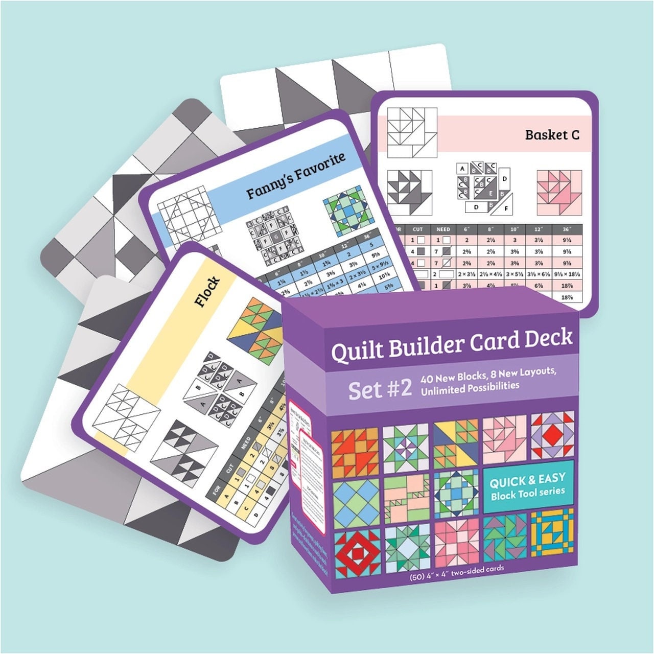 Quilt Builder Card Deck #2 Boxed Set of Quilt Block Patterns with cutting instructions