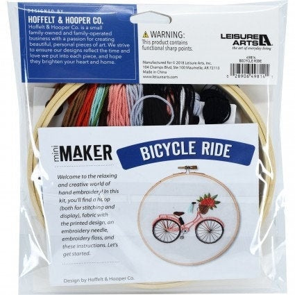 Bicycle Ride Mini Embroidery Kit by Liesure Arts – the Enchanted Rose  Emporium