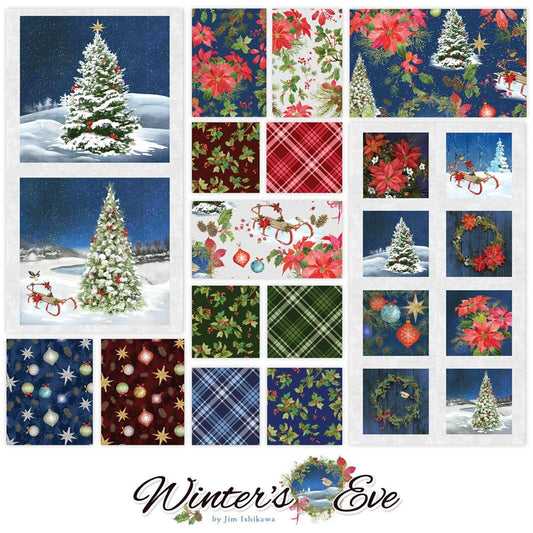 Winter&#39;s Eve by Jim Ishikawa for Clothworks. Quilter&#39;s Cotton Charm Pack of 42 5 x 5inch squares