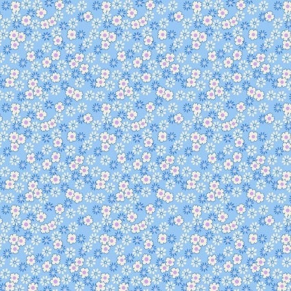Nana Mae VI Tiny Daisies in Blue by Henry Glass continuous cuts of Quilter&#39;s Cotton 30&#39;s print Fabric