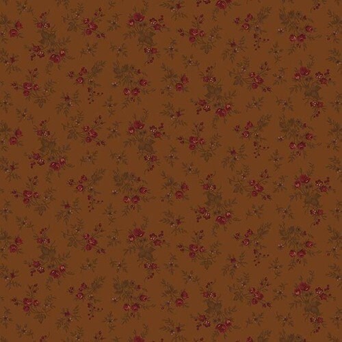 Right As Rain Floral in Chestnut by Henry Glass continuous cuts of Quilter&#39;s Cotton Fabric